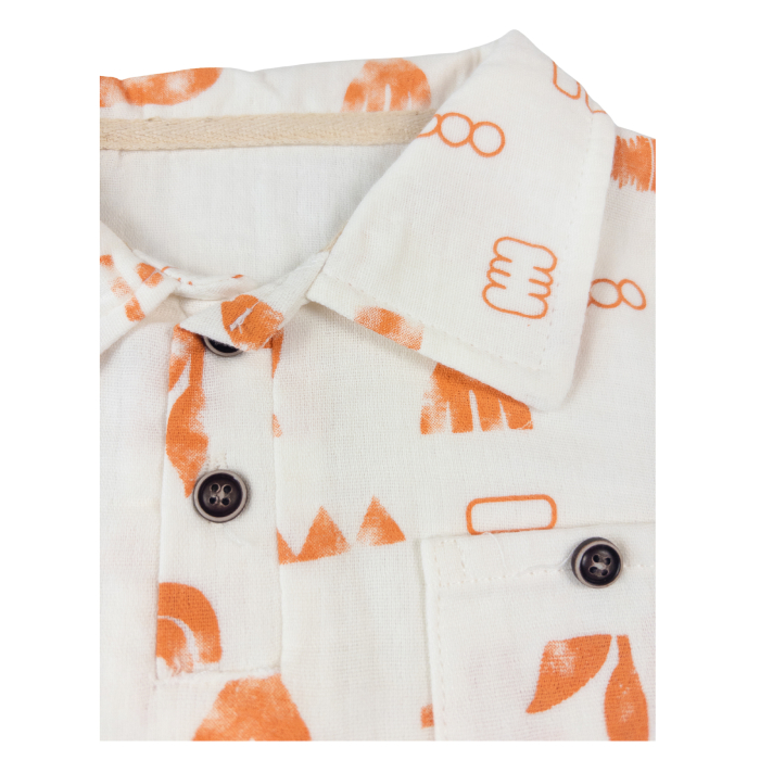 Compleu 2 Piese Băieți, Tricou Polo Abstract, Orange [2]