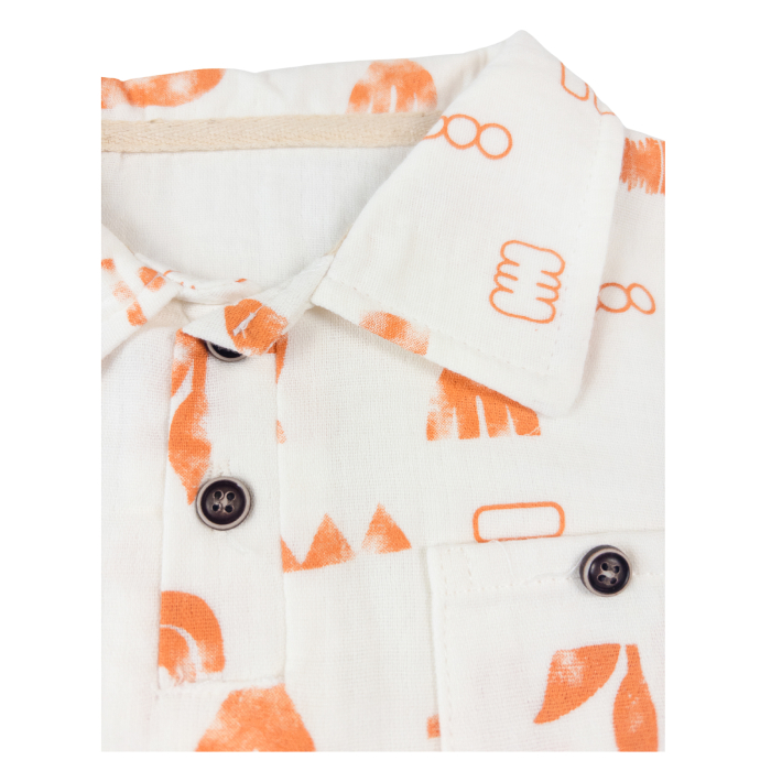 Compleu 2 Piese Băieți, Tricou Polo Abstract, Orange [2]