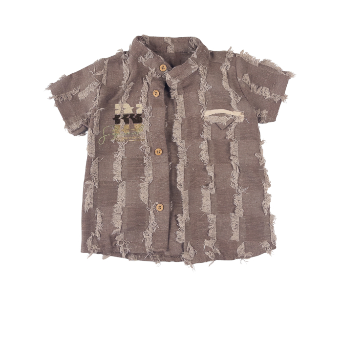 Costumaș Modern Băieți 3 Piese, Design cu Franjuri, Maro/Bej [2]