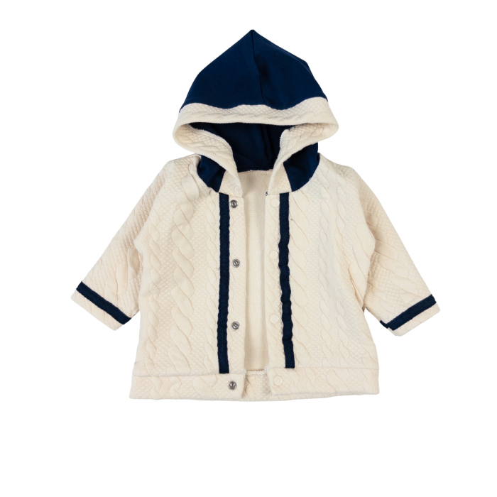 Compleu bebe 3 piese crem-bleumarin [2]