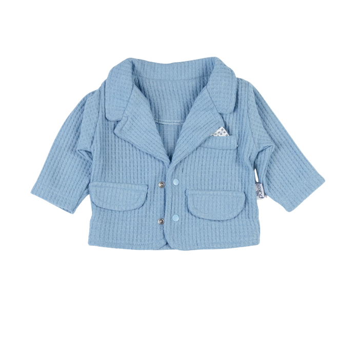 Costumas 3 Piese Bebeluși, Model bleu cu papion [3]