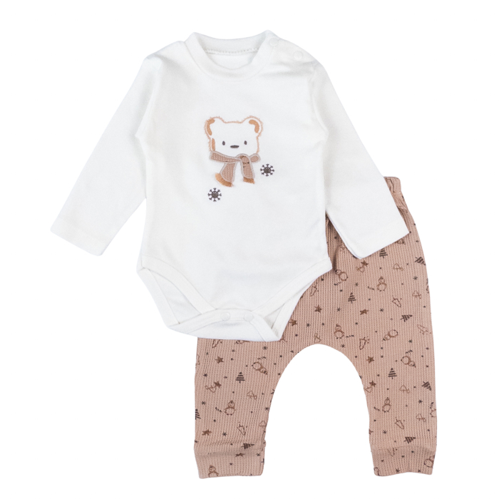 Compleu 3 Piese Bebeluşi, model Micul Ursulet, culoare maro [2]