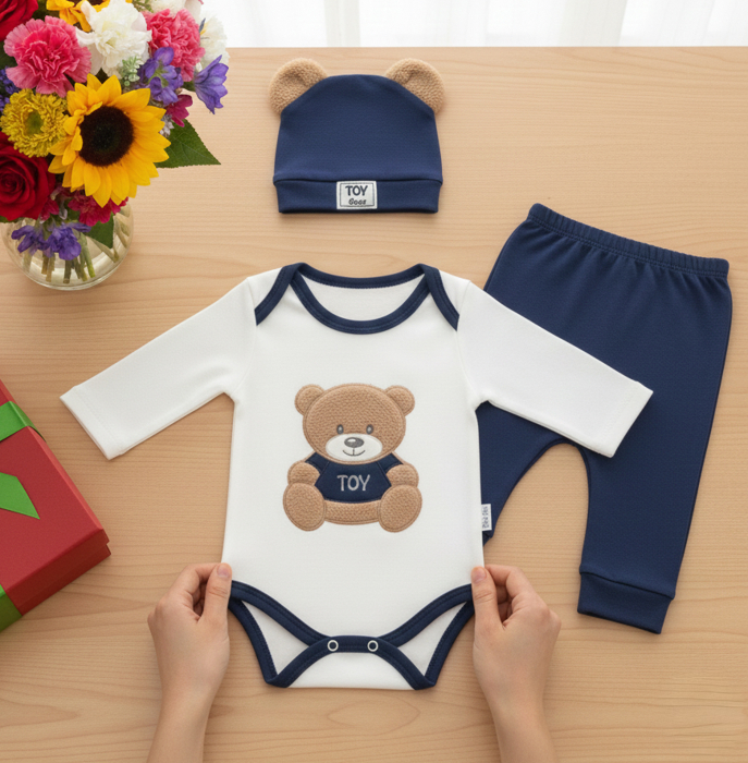 Compleu 3 piese pentru bebelusi, model Toy Bleumarin [1]