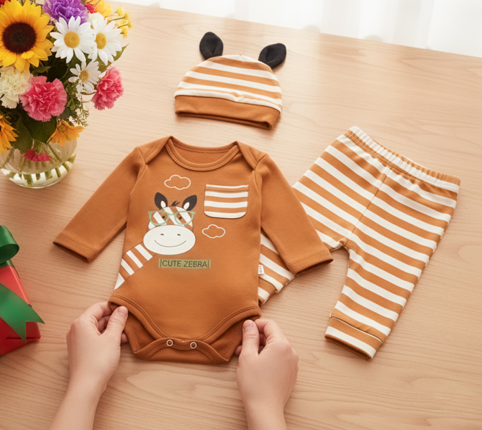 Compleu 3 piese pentru bebelusi, model Zebra [1]