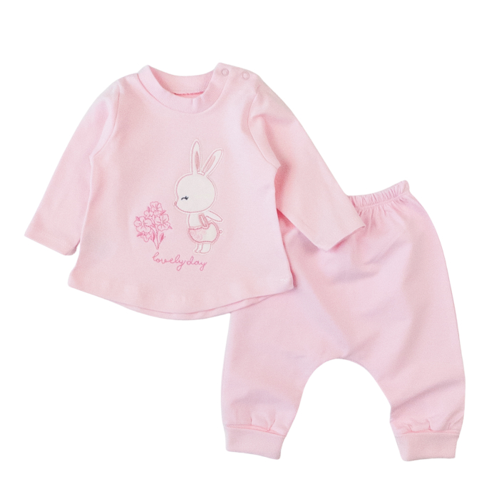 Compleu 3 piese pentru fetite, model cu Iepuras, roz [3]