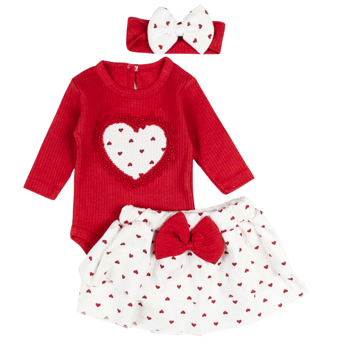 Compleu 3 piese pentru fetite, model cu Fustita [4]