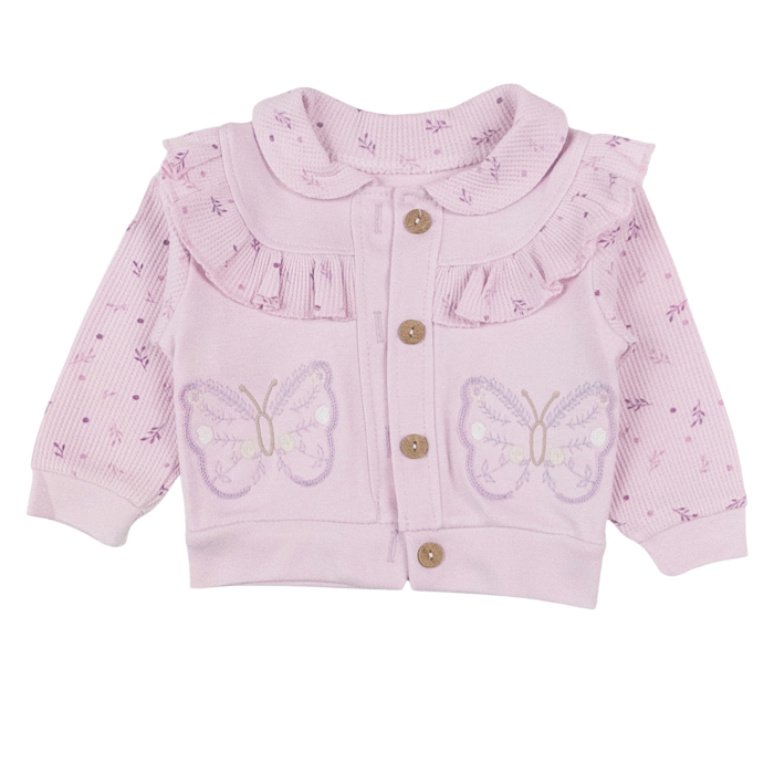 Compleu 3 piese pentru fetite, model Fluturasi, lila [3]