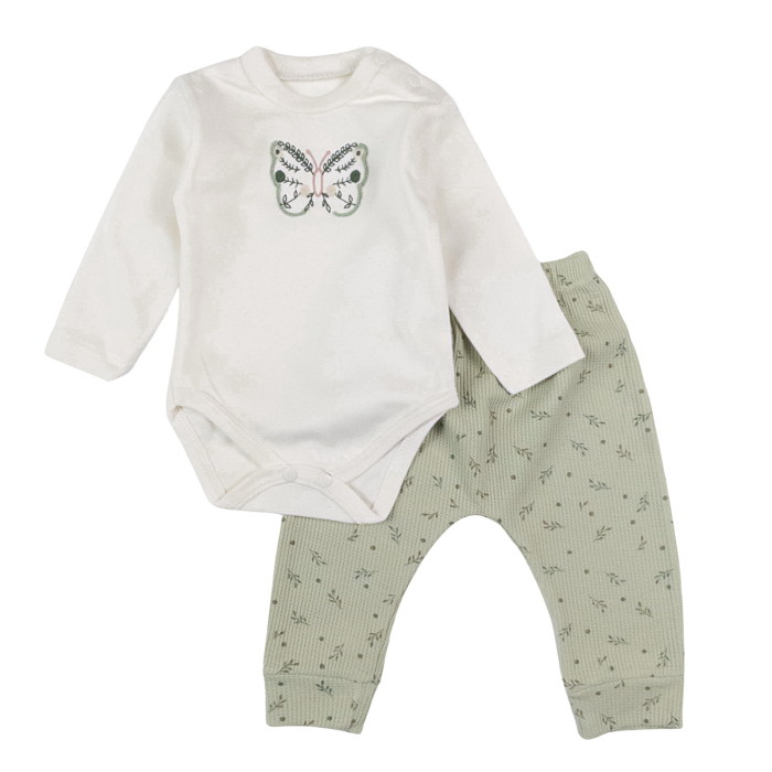 Compleu 3 piese pentru fetite, model Fluturasi, Vernil [3]