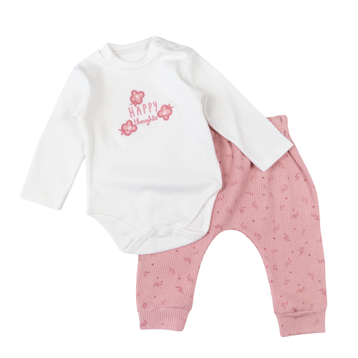 Compleu 3 piese pentru fetite, model Iepuras, roz [2]