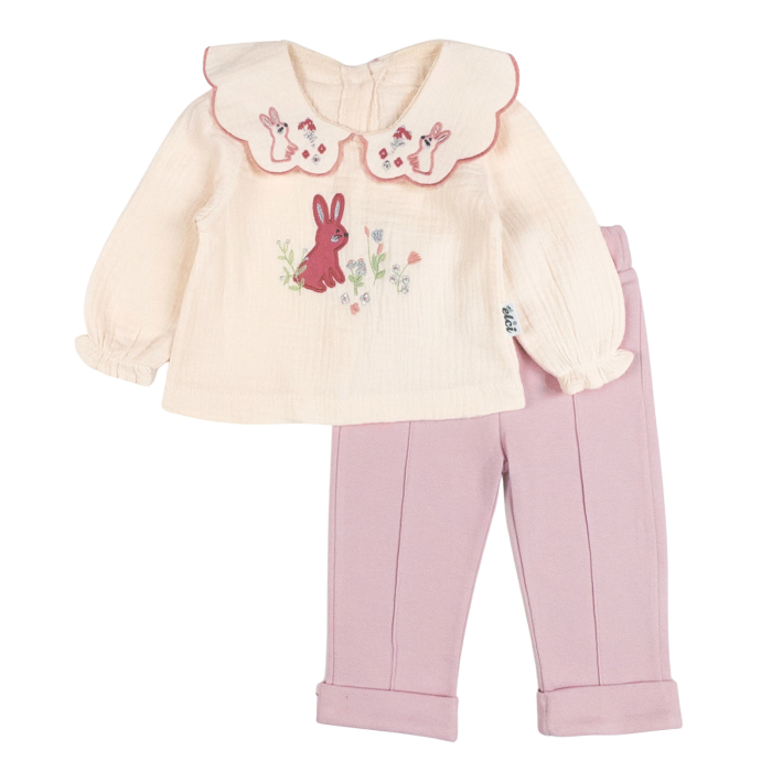 Compleu 3 piese pentru fetite, model Iepuras, Sidefat [2]