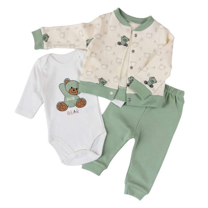 Compleu bebelusi 3 piese, model BabyBear vernil [2]