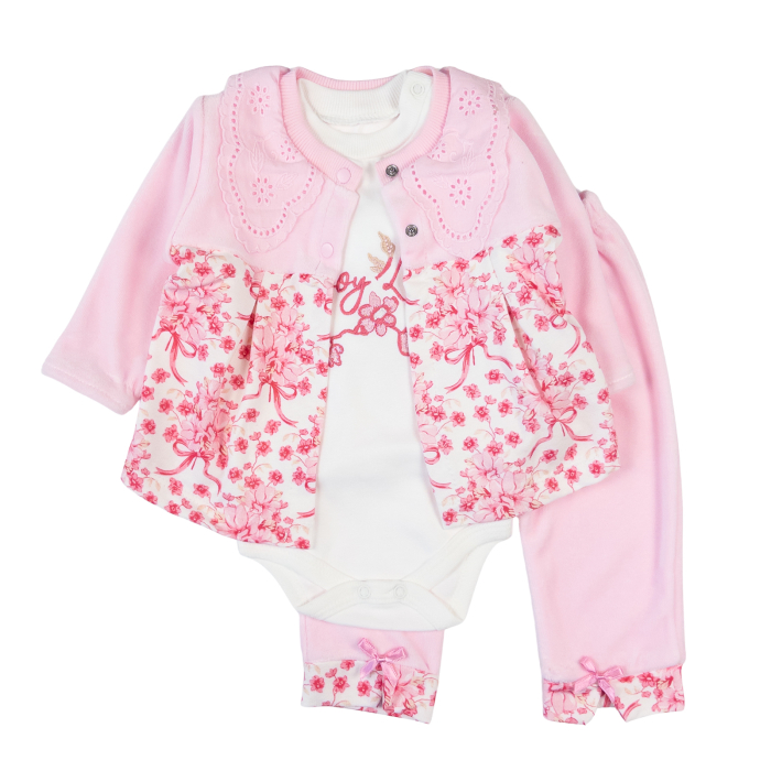 Compleu catifelat pentru fetite, 3 piese, model Foral [1]