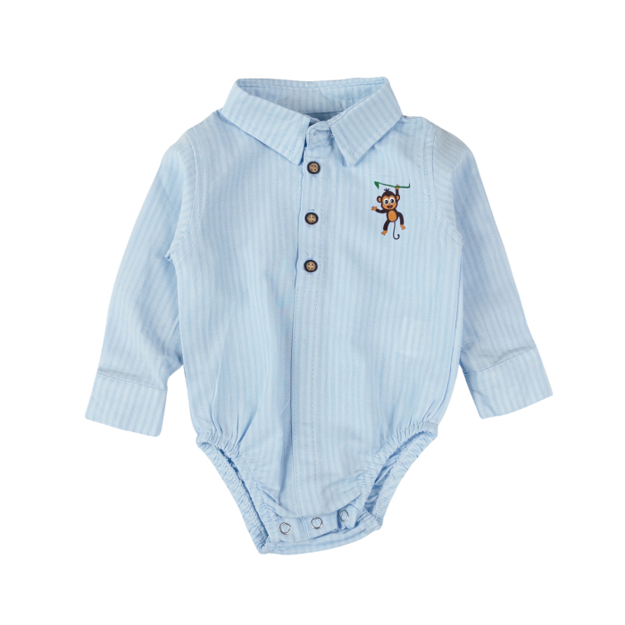 Compleu Micul Explorator, Cămașă tip Body, Pantaloni și Pălăriuță de Soare, Bleu [2]