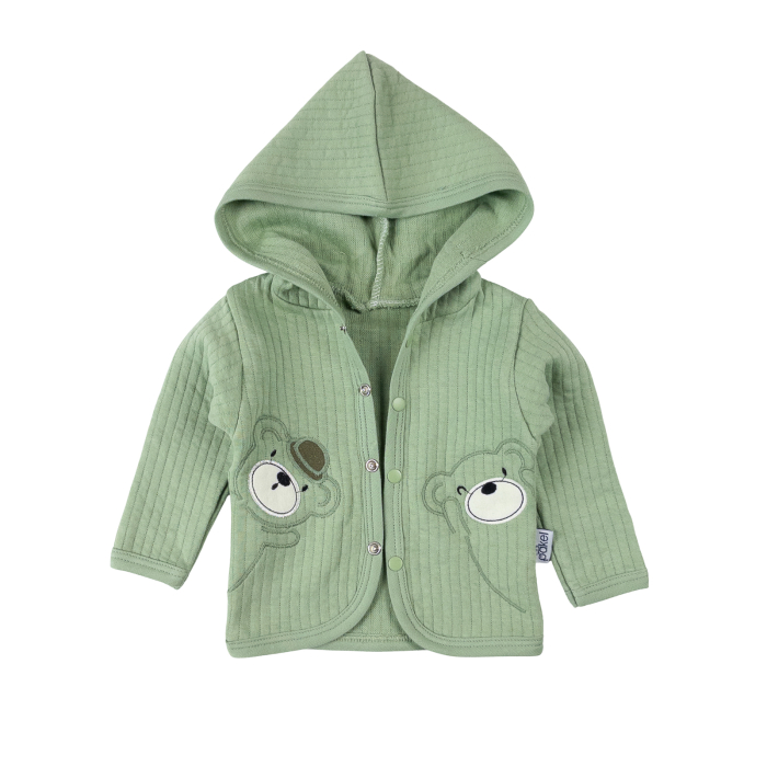 Compleu pentru bebelusi, 3 piese, Verde fistic, cu model ursuleț [2]