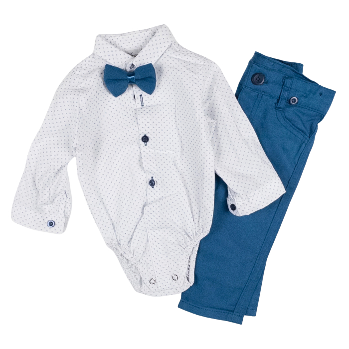 Compleu  pentru bebelusi, 3 piese,  model Papion blue [2]