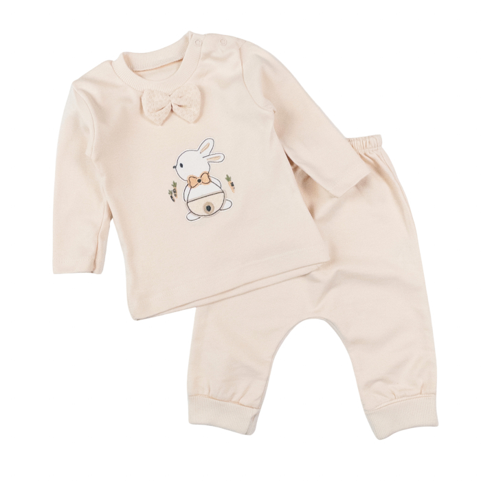 Compleu pentru bebelusi, 3 piese, model Iepuras, Bej [2]