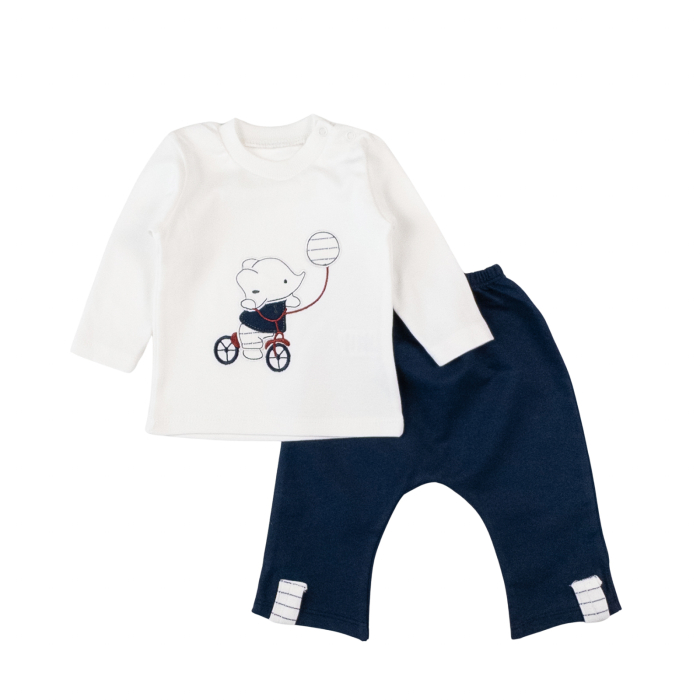 Compleu pentru bebelusi, 3 piese, model Elefantel, Bleumarin [3]