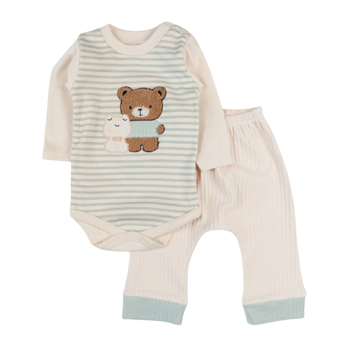 Compleu pentru bebelusi, 3 piese, model Ursulet, turcoaz [2]