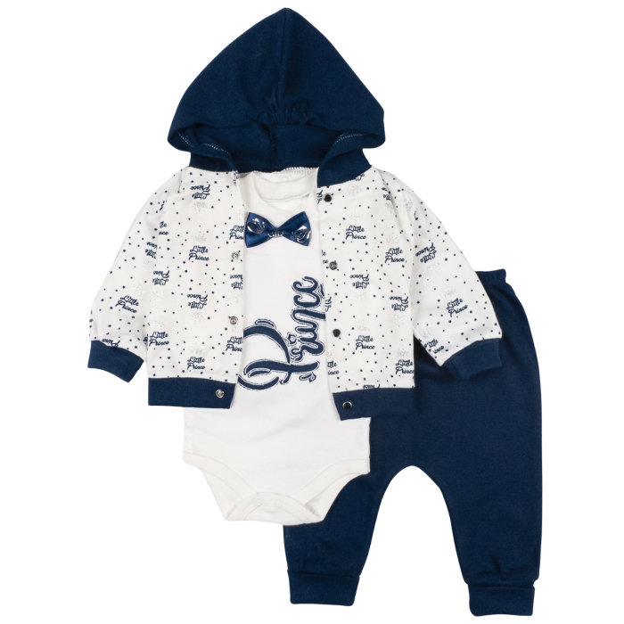 Compleu pentru bebelusi, 3 piese, model Prince, bleumarin [2]