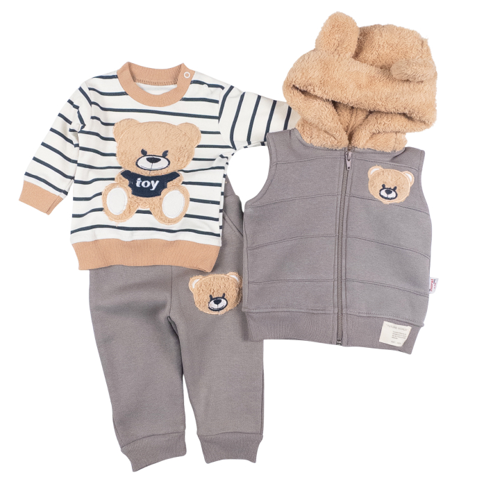 Compleu  pentru bebelusi, 3 piese,  model Toy, antracit [2]