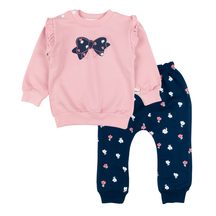 Compleu pentru fetite, model cu fundita, culoare roz [1]