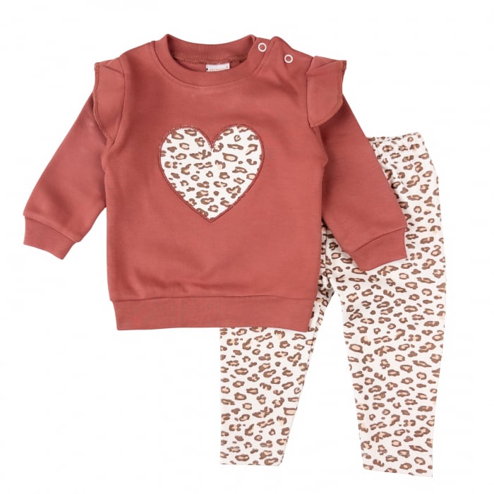 Compleu pentru fetite, model cu inimioara animal print [1]