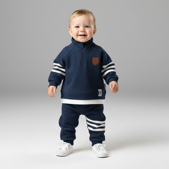 Compleu vătuit pentru bebelusi, model BM, bleumarin [2]