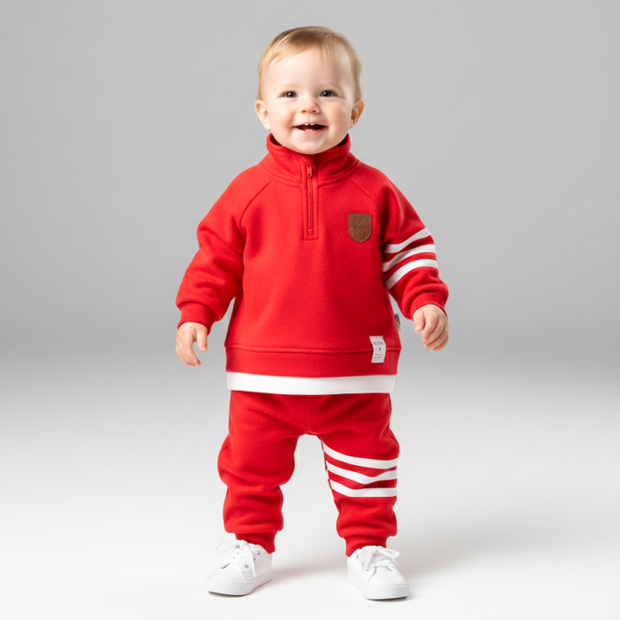 Compleu vătuit pentru bebelusi, model BM, rosu [2]