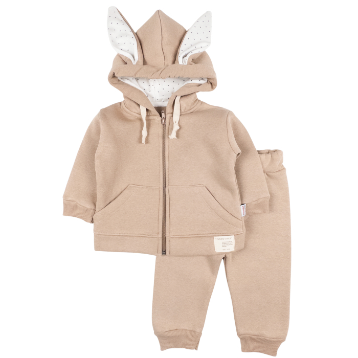 Compleu vătuit pentru bebelusi, model Cu Urechiuse, Bej [1]