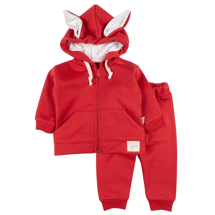 Compleu vătuit pentru bebelusi, model Cu Urechiuse, rosu [1]