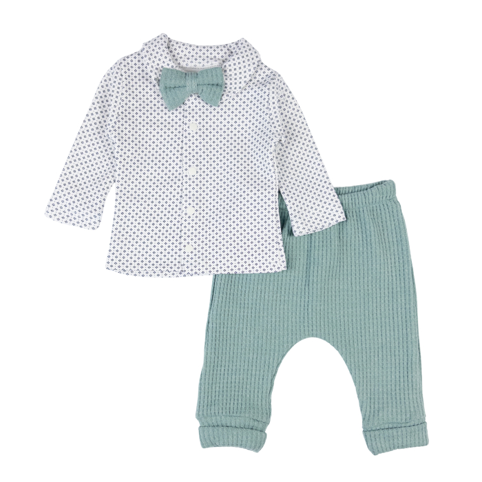 Costumas 3 Piese Bebeluși, Model vernil cu papion [3]