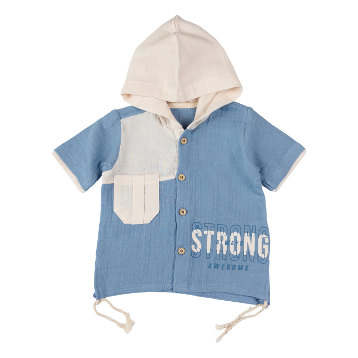 Compleu Casual Băieței, Bluză cu Glugă și Pantaloni Lejeri, Bumbac Texturat [3]