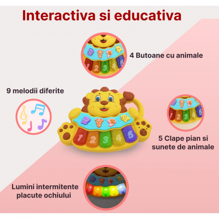 Jucarie interactiva muzicala cu functii si lumini, Leu [3]