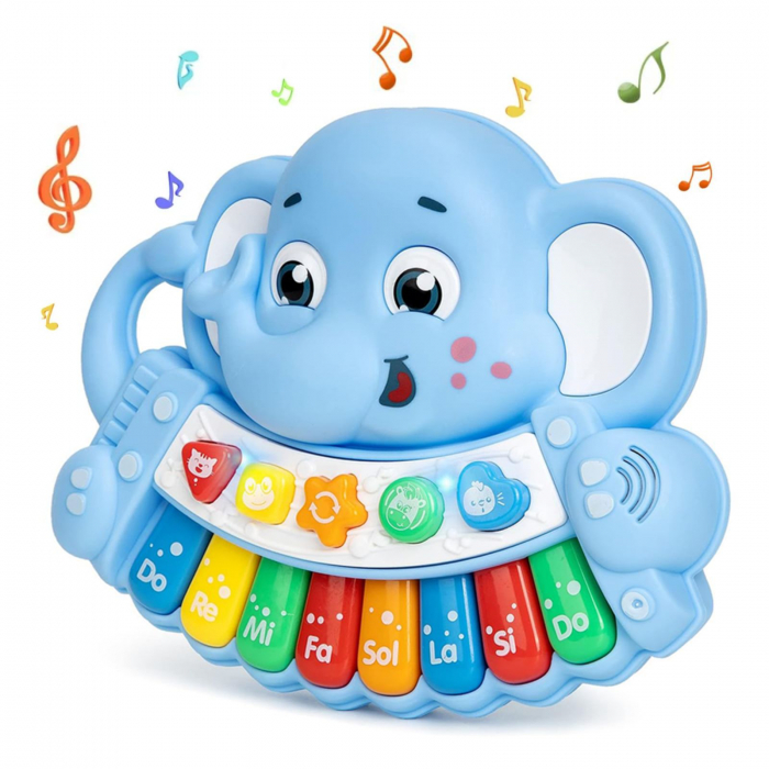 Jucarie interactiva muzicala cu functii si lumini, mini orga Elefant [1]