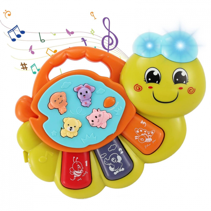 Jucarie interactiva muzicala cu functii si lumini, mini orga Omida, 12 luni+ [1]