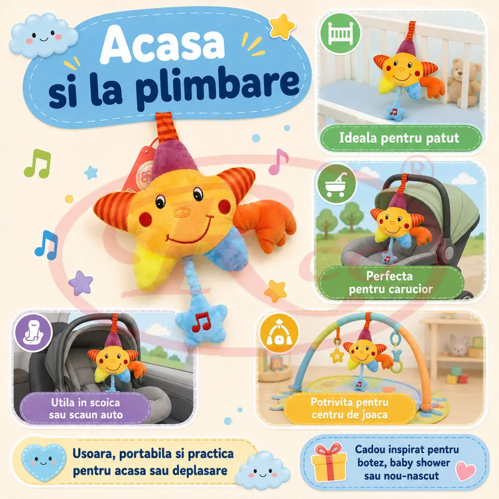 Jucărie Muzicală Pluș Bebeluși, Steluță, 20 cm [3]