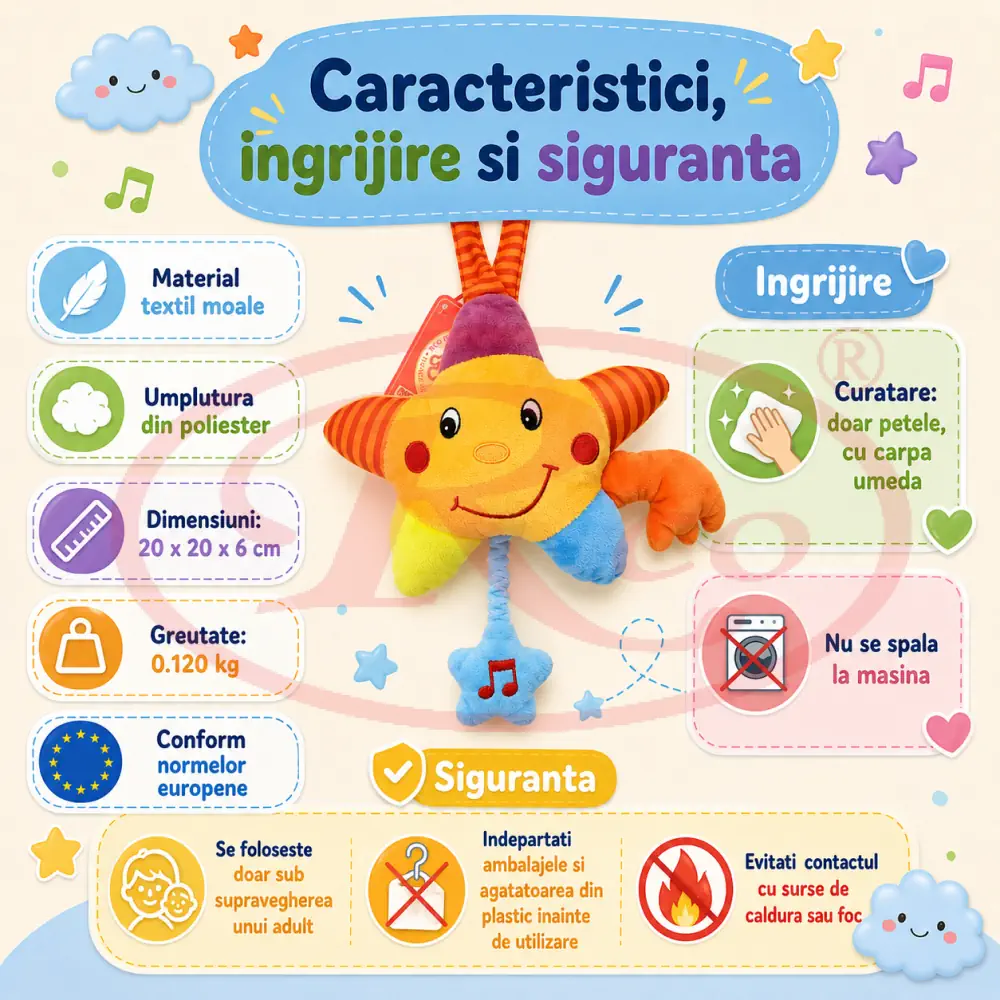 Jucărie Muzicală Pluș Bebeluși, Steluță, 20 cm [2]