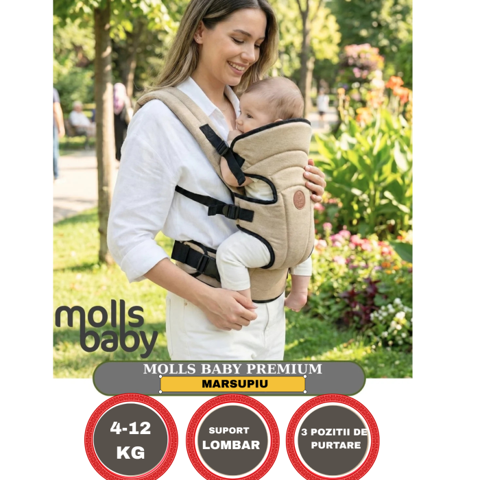 Marsupiu pentru Bebelusi, Ergonomic, Multifunctional cu 3 Pozitii de Purtare, Grena [2]