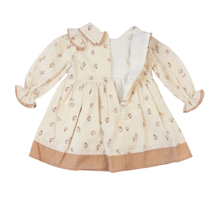 Rochie pentru bebeluse, cu imprimeu floral si guler decorativ [3]