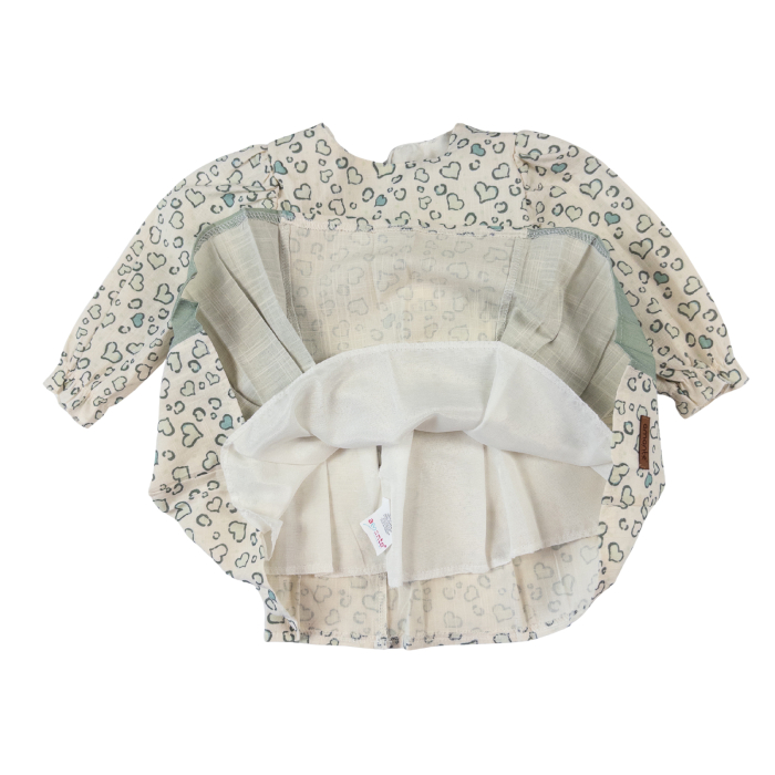 Rochie pentru bebeluse, imprimeu inimioare și pliuri decorative [3]
