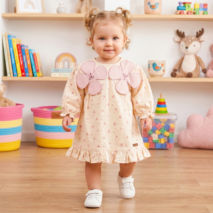 Rochiță Bebelusi cu Aplicații Florale 3D și Volănașe [3]