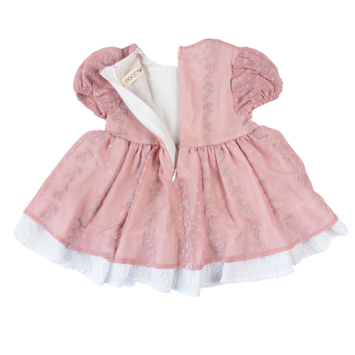 Rochiță Elegantă Fetițe, Model Roz cu Voal Brodat [2]