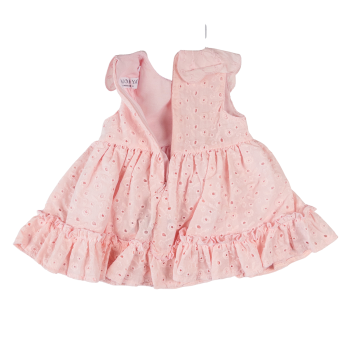 Rochiță Elegantă Fetițe, Design cu Broderie, Guler Festonat și Fundă Mare [2]