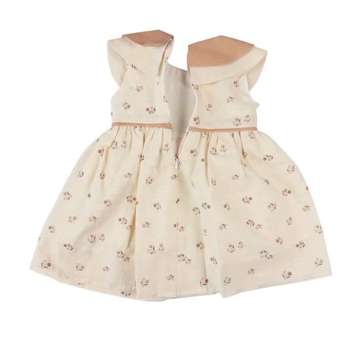 Rochiță Model Crem cu Imprimeu Floral Delicat și Guler Dublu Supradimensionat [2]