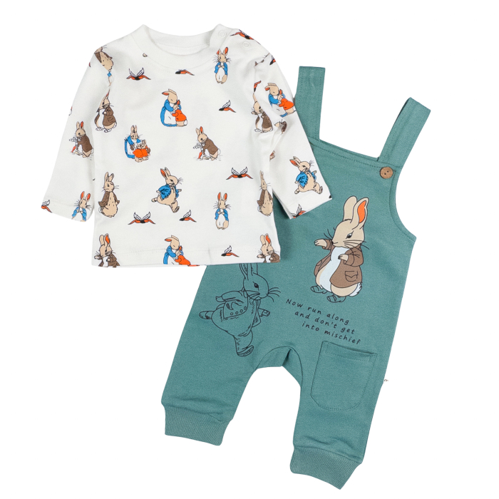 Salopeta pentru bebelusi, 2 piese, model Bunny, Vernil [2]