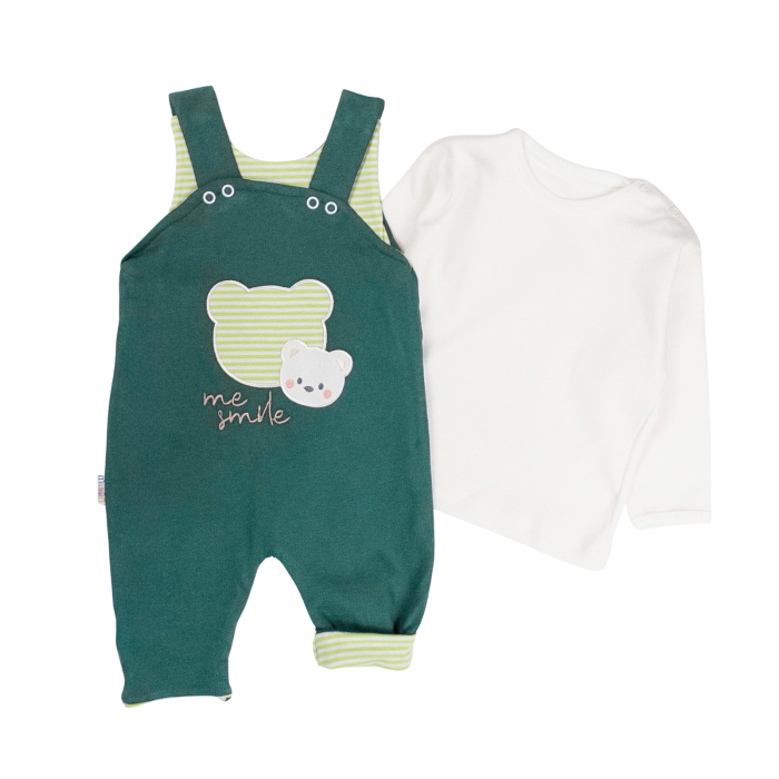 Salopeta  pentru bebelusi, 2 piese, model Ursulet, Safir [2]