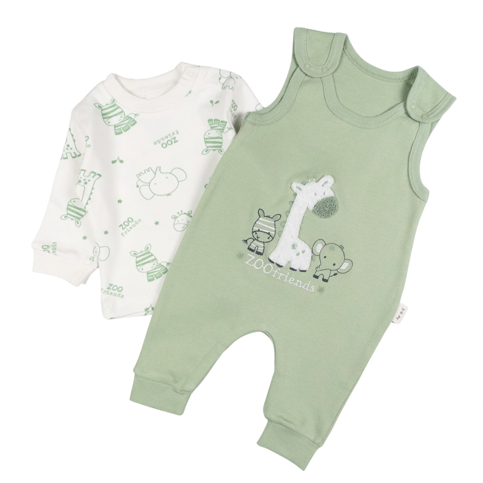 Salopeta  pentru bebelusi, 2 piese, model ZooFriends, vernil [2]