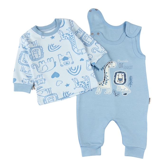 Salopeta  pentru bebelusi, 2 piese, model Safari, culoare albastru [2]