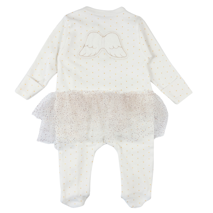 Salopetă pentru Fetițe cu Tutu din Tulle, Imprimeu Puncte Aurii, Broderie Ingeras [2]