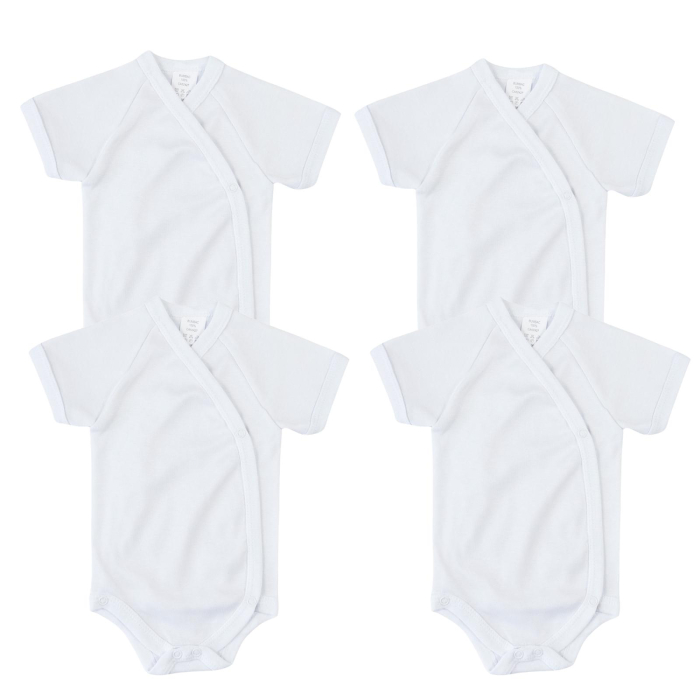 Set 4 Body-uri Nou-Nascuti, Bumbac 100%, Maneca Scurta, Esentiale pentru Garderoba Bebelusului, Alb, 56-62 CM [2]